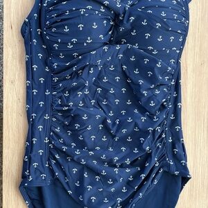 Source Unknown Navy Anchor One-Piece Swimsuit